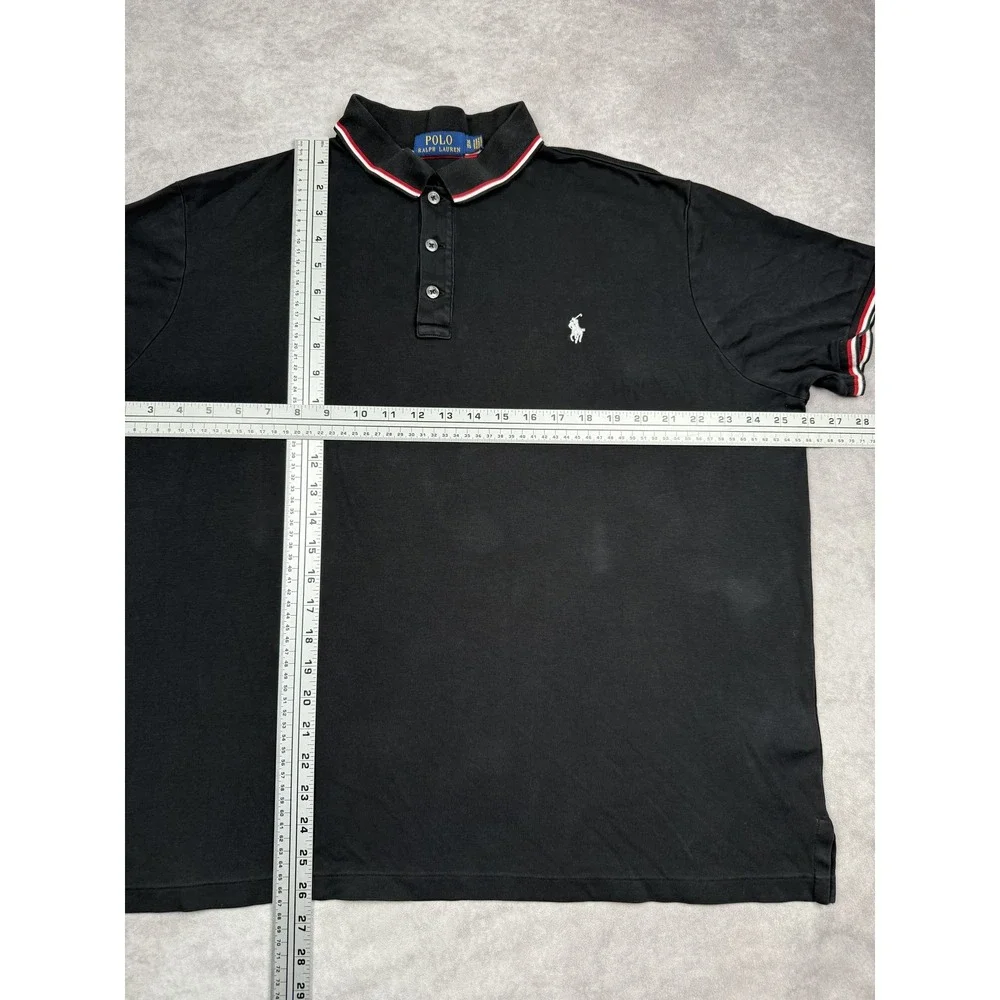 Polo Ralph Lauren‎ Polo Shirt Mens XL Black Red White Tipped Collar Classic Fit